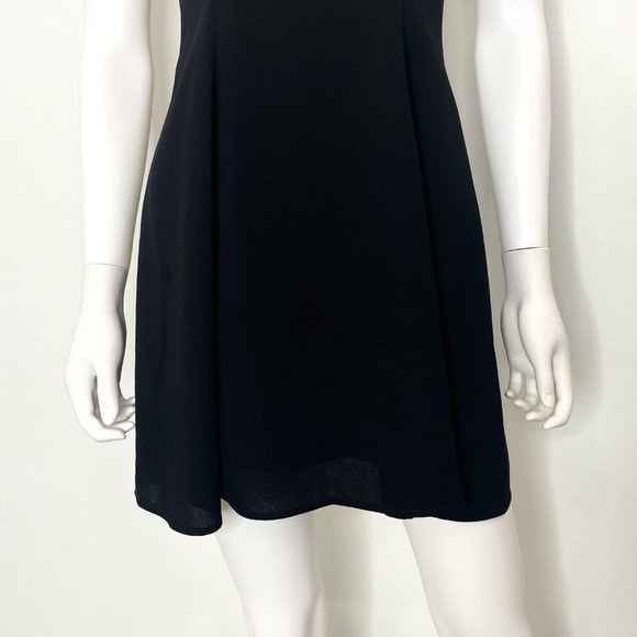 CDC Petites Vintage 90s Rhinestone Halter Neck Skater Flare Mini Dress in Black - Picture 9 of 17